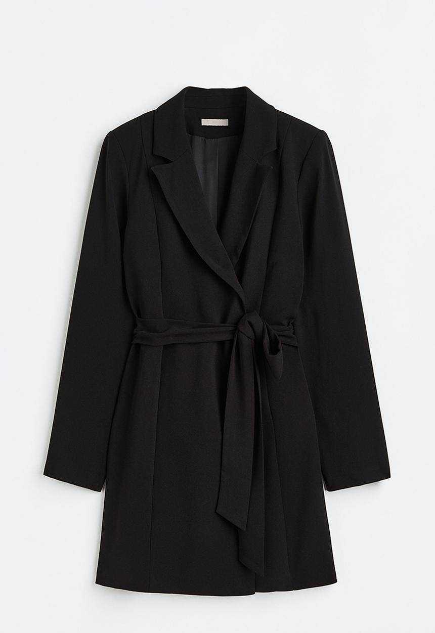 H&M - Tie-belt blazer dress - black