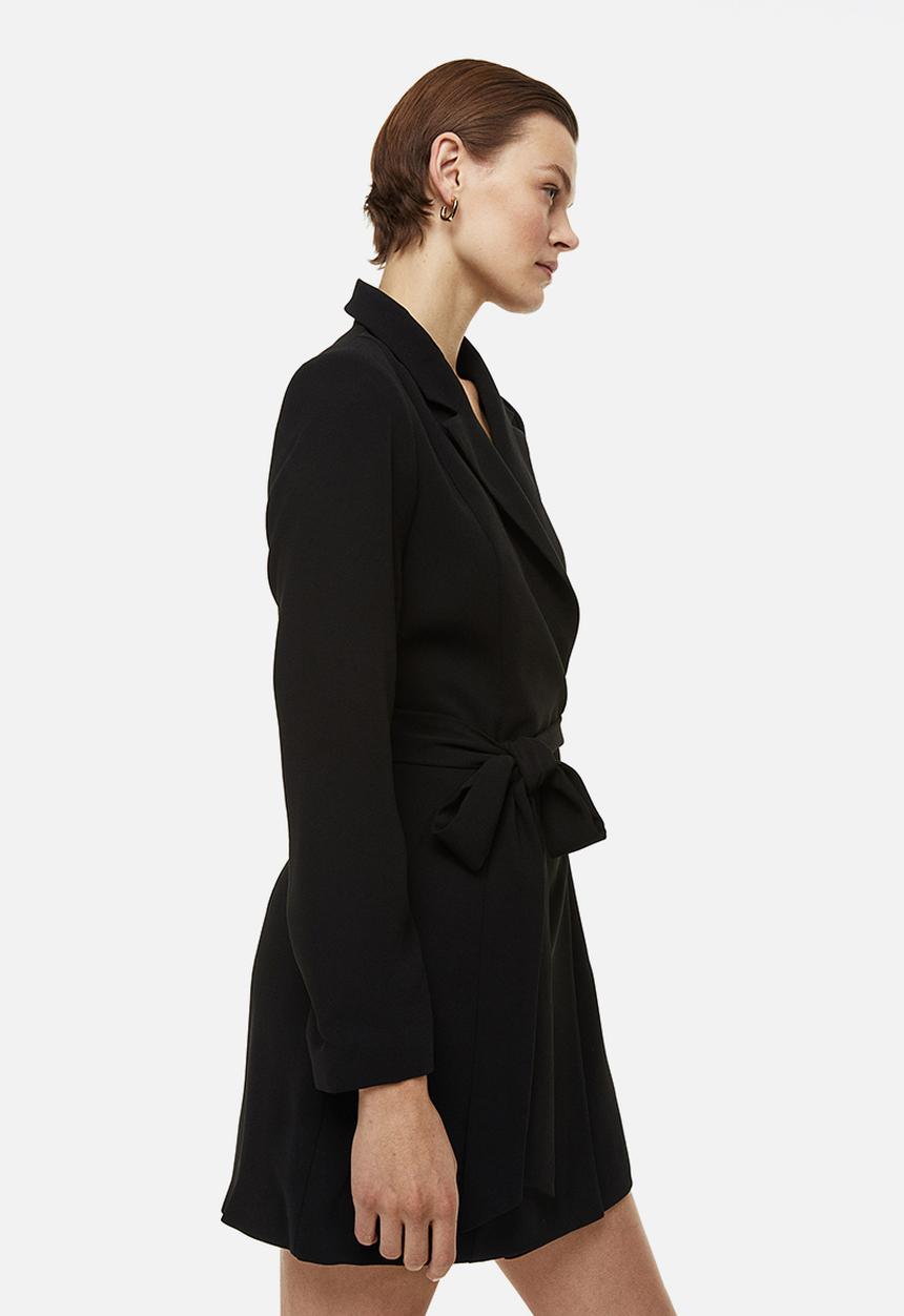 H&M - Tie-belt blazer dress - black