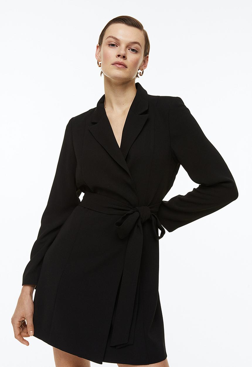 H&M - Tie-belt blazer dress - black