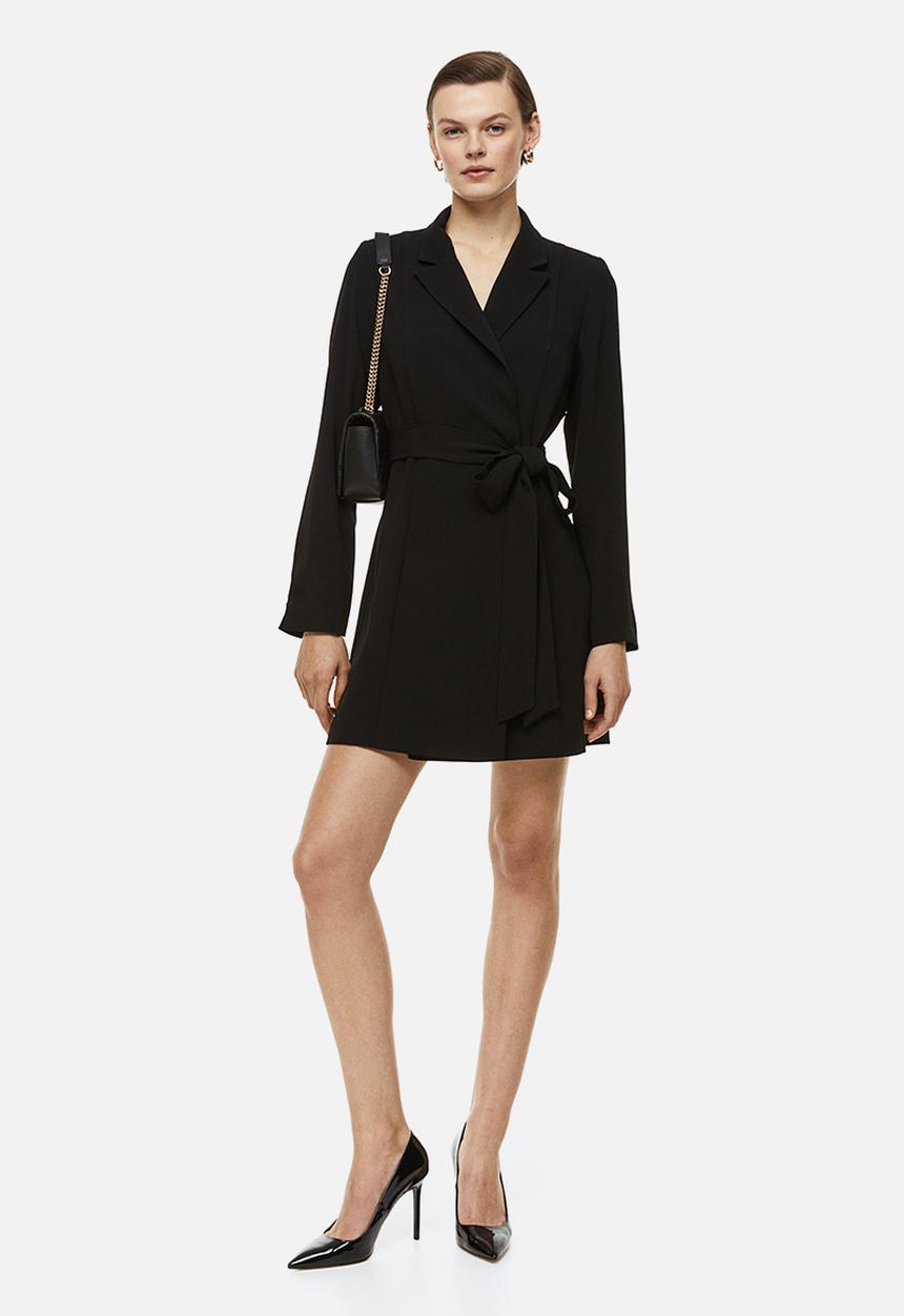 H&M - Tie-belt blazer dress - black