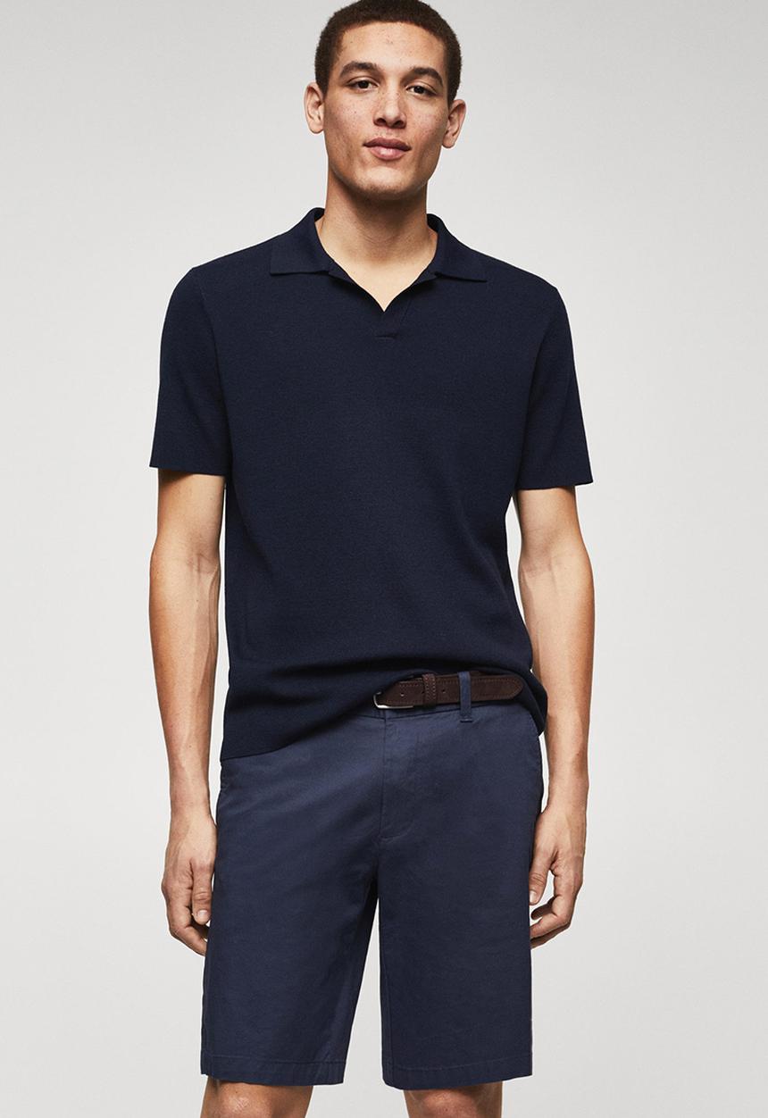 MANGO - Polo shirt lino - navy