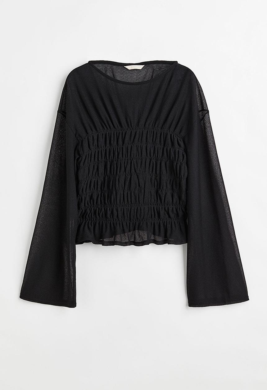 H&M - Smocked top - black