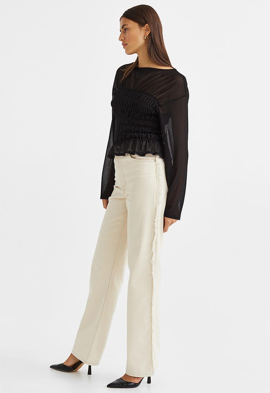 H&M - Smocked top - black