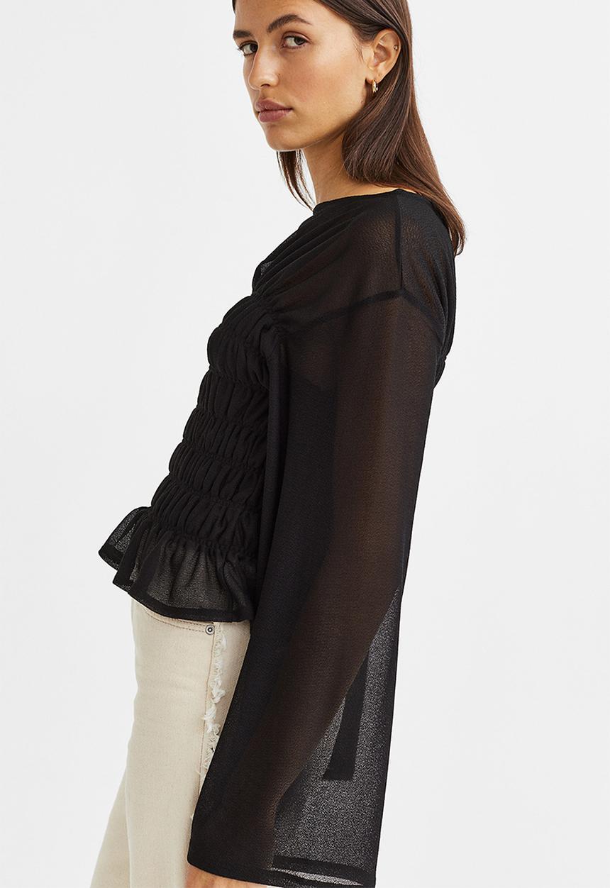 H&M - Smocked top - black