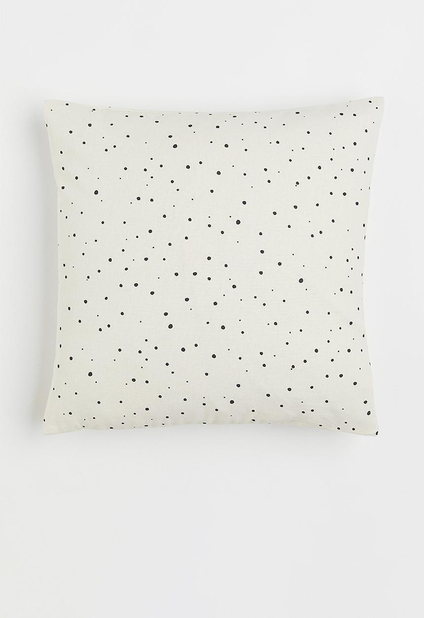 H&M - Spotted cotton cushion cover - white/spotted