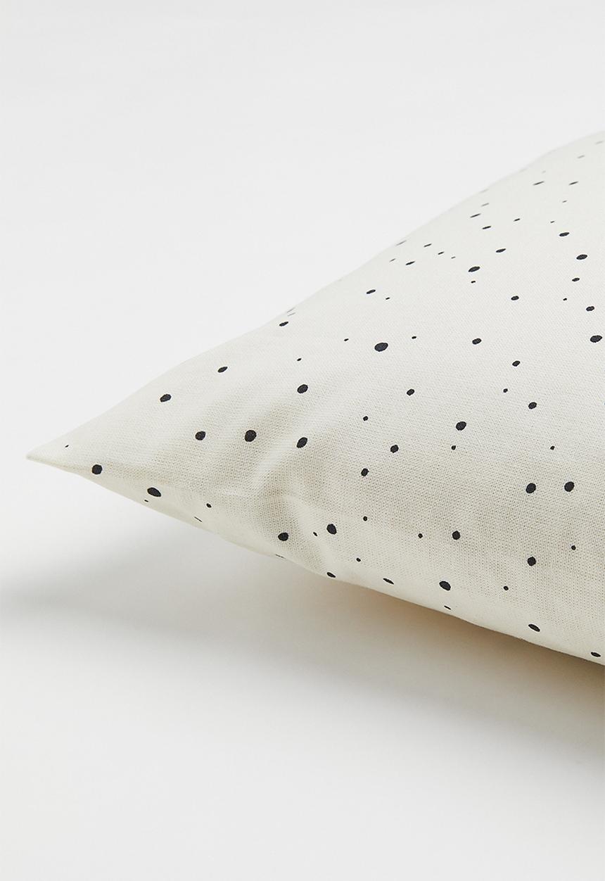 H&M - Spotted cotton cushion cover - white/spotted