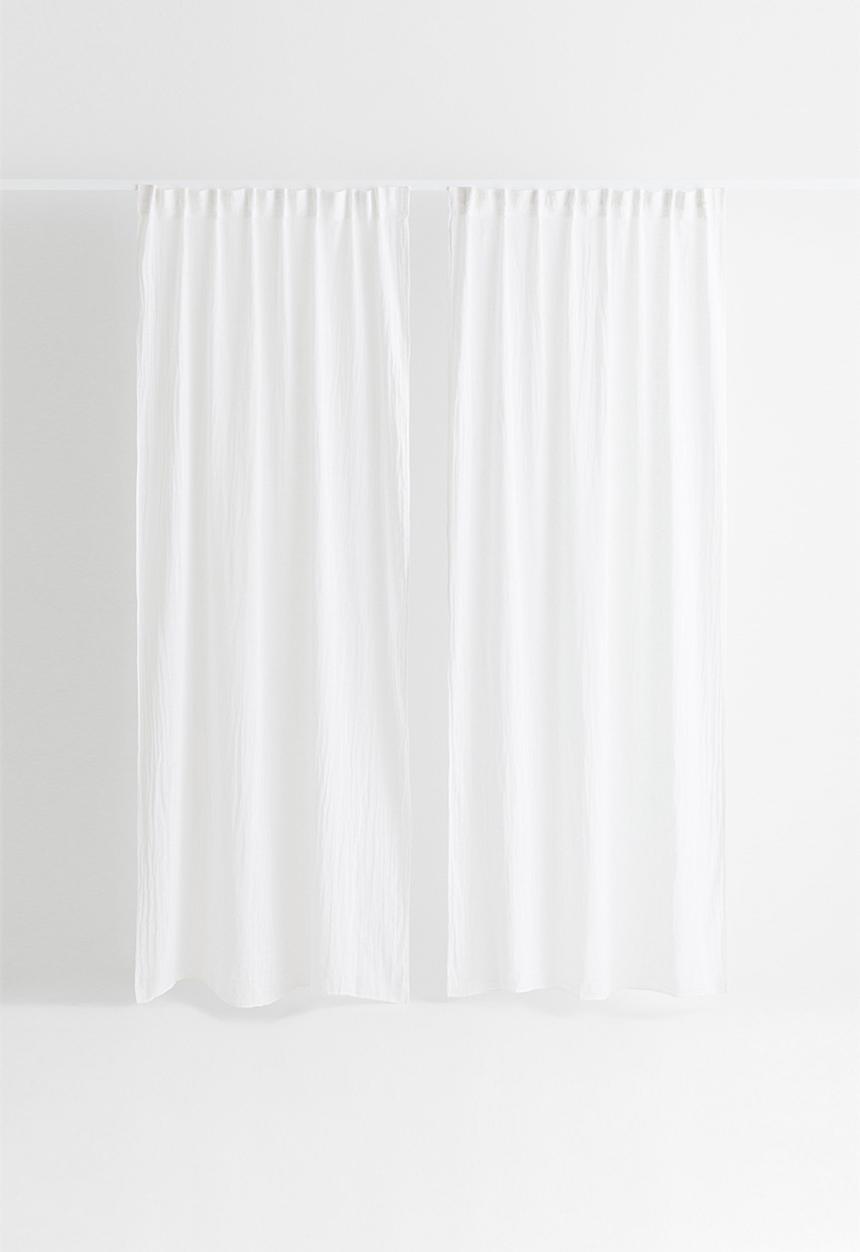 H&M - 2-pack multiway linen-blend curtains - white