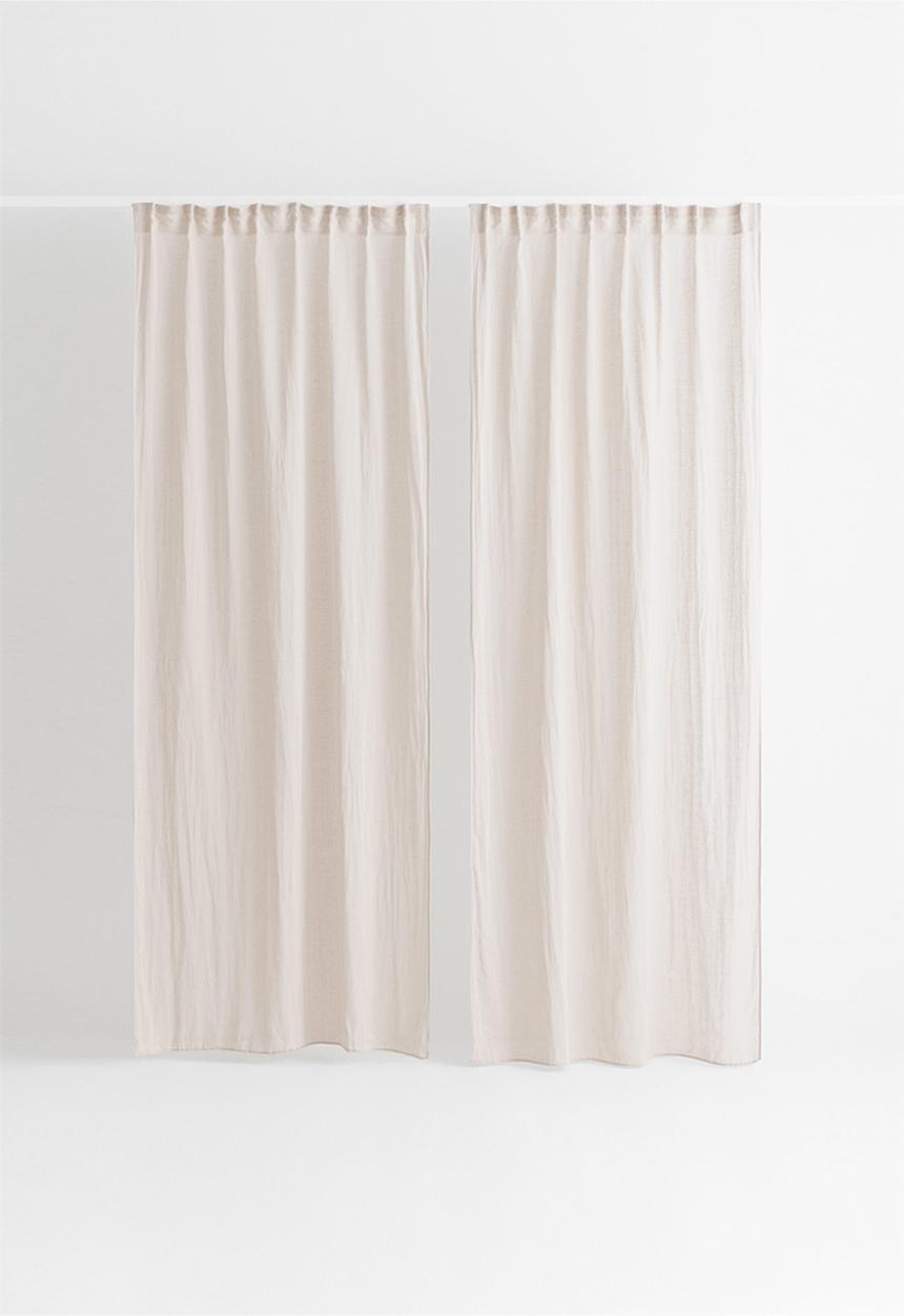 H&M - 2-pack multiway linen-blend curtains - light beige