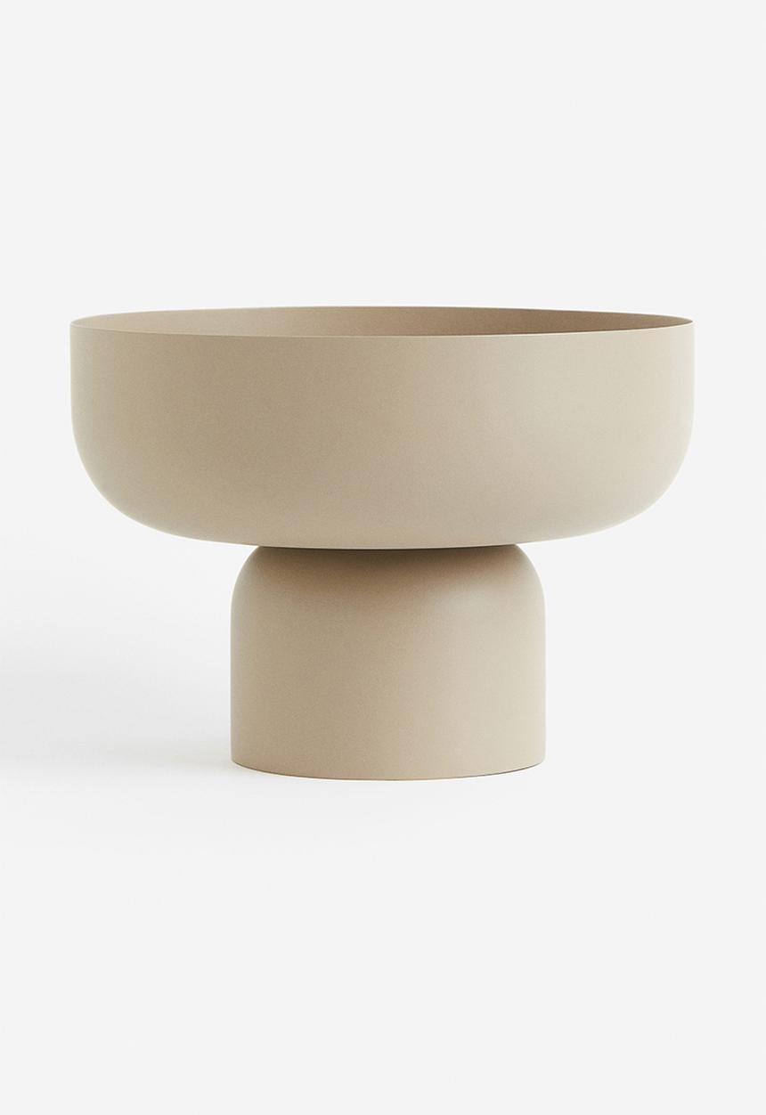 H&M - Large metal pedestal bowl - beige