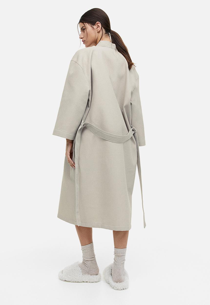 H&M - Waffled dressing gown - light beige