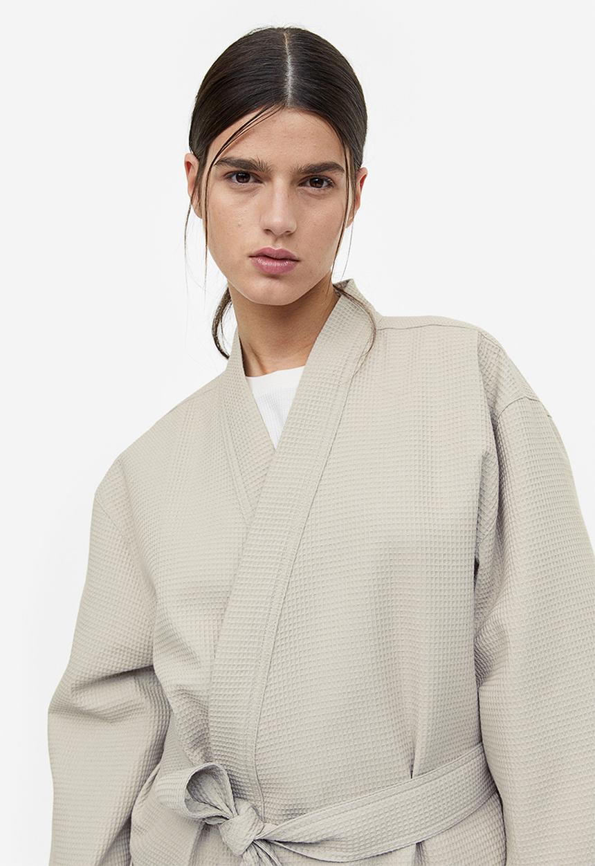 H&M - Waffled dressing gown - light beige