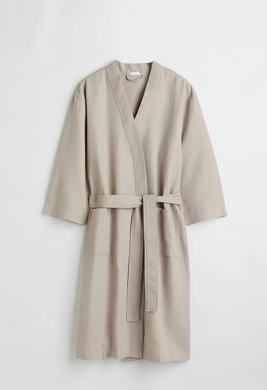 H&M - Waffled dressing gown - light beige
