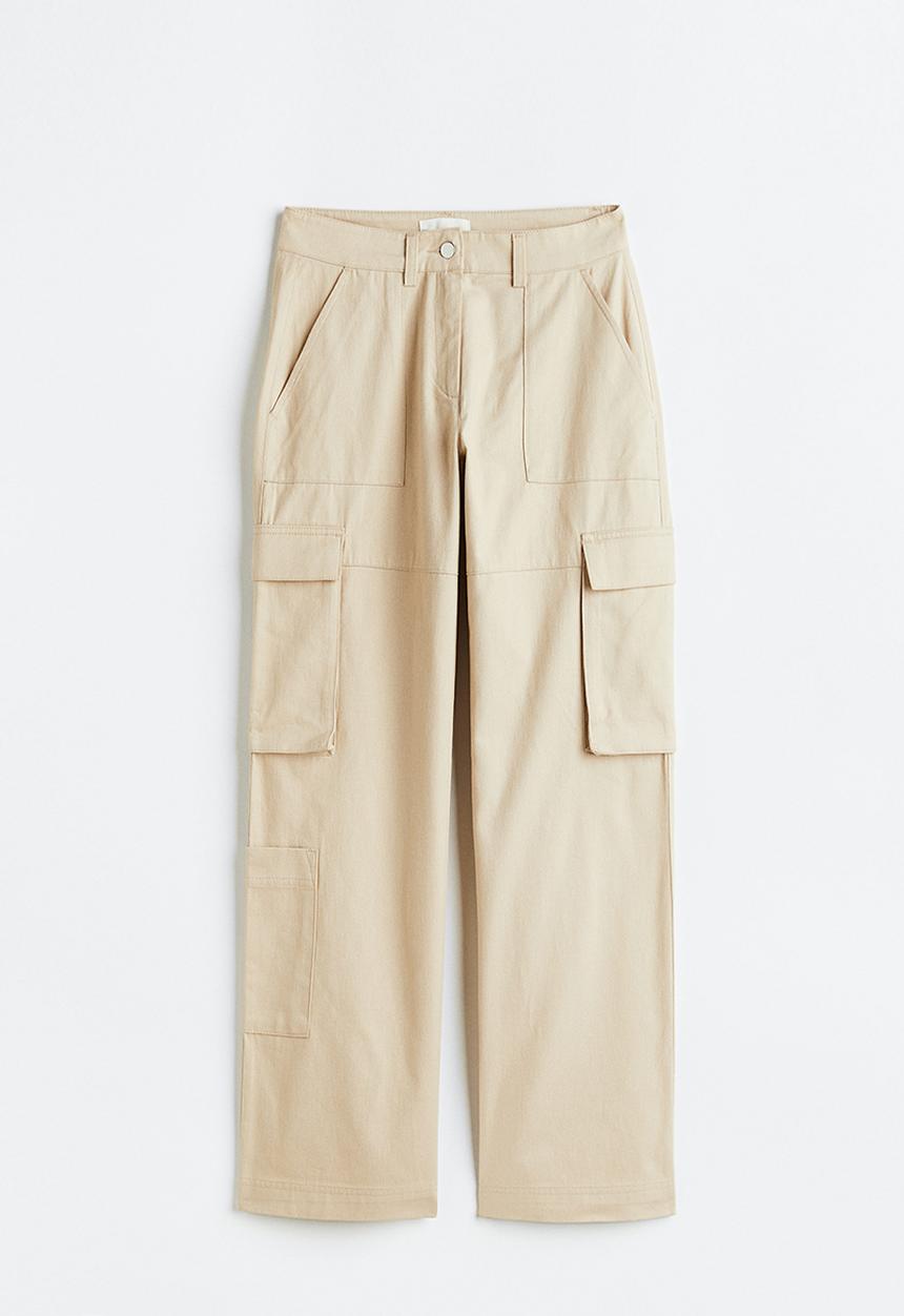 H&M - Straight cargo trousers - light beige
