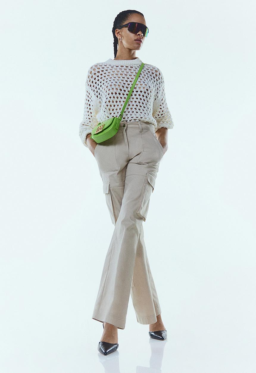 H&M - Straight cargo trousers - light beige
