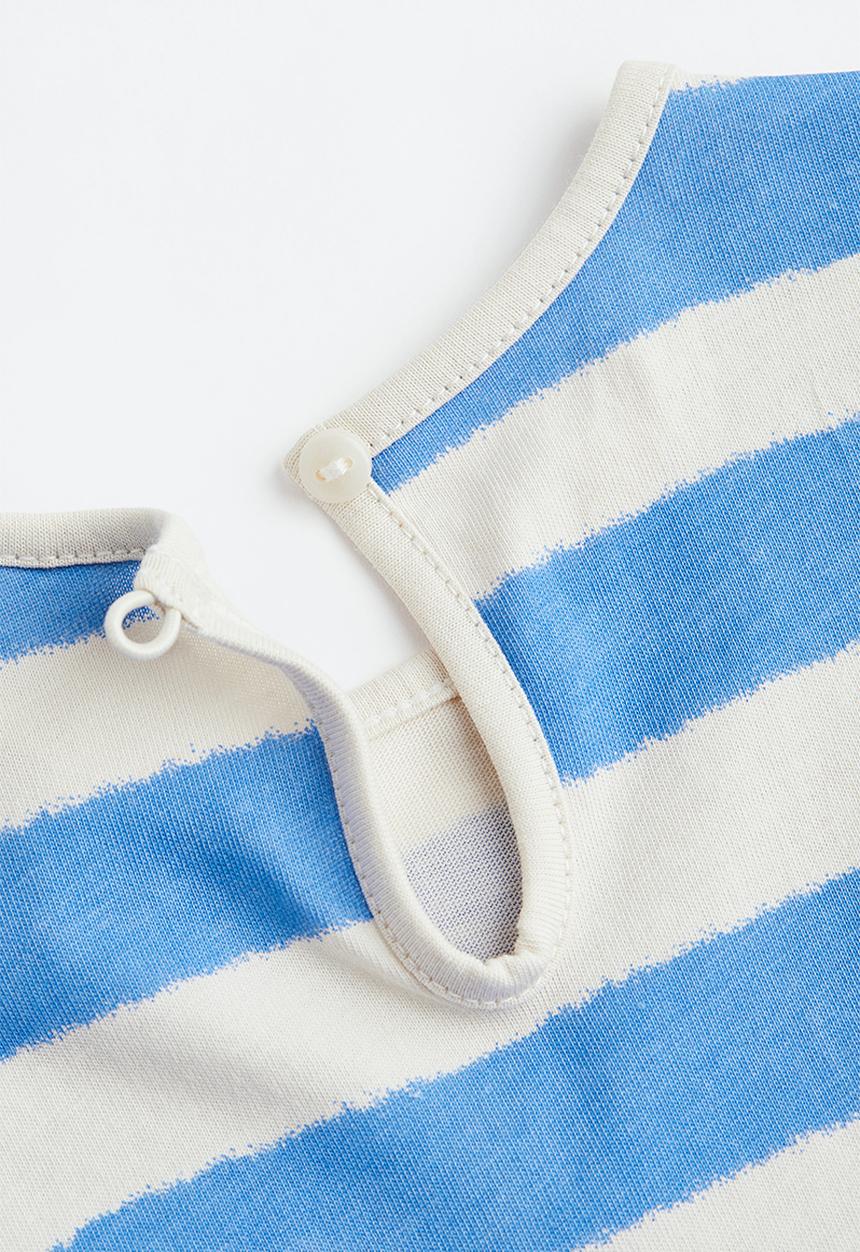 H&M - Long-sleeved cotton top - light blue/white striped 