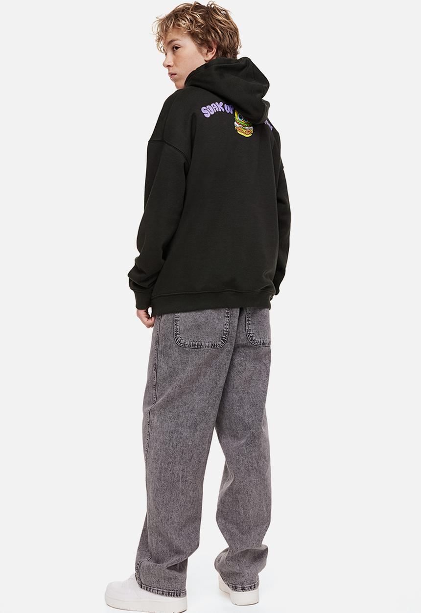 H&M - Oversized printed hoodie - black/spongebob squarepants 