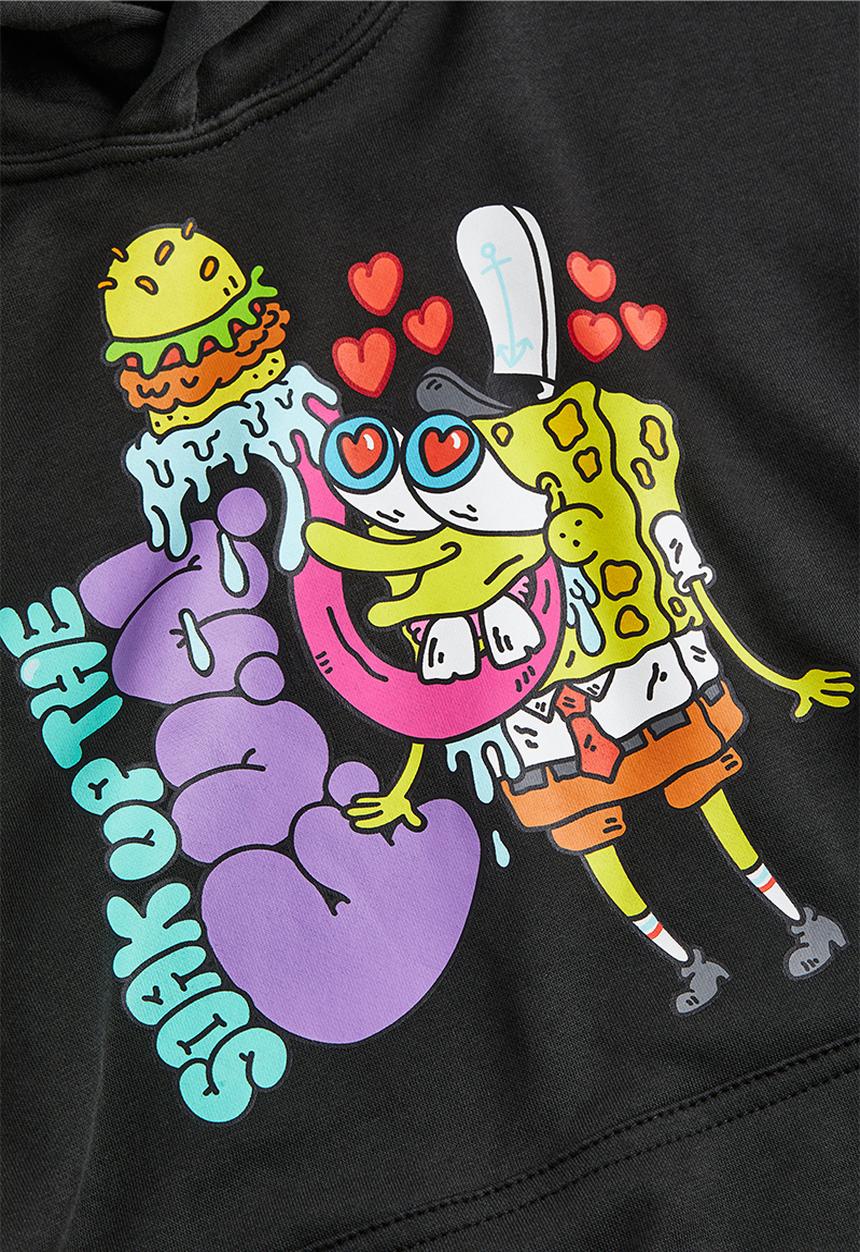 H&M - Oversized printed hoodie - black/spongebob squarepants 