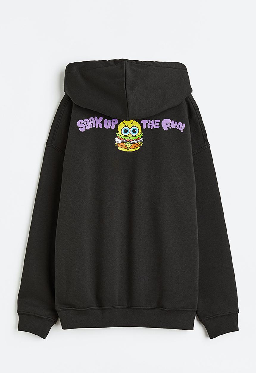 H&M - Oversized printed hoodie - black/spongebob squarepants 