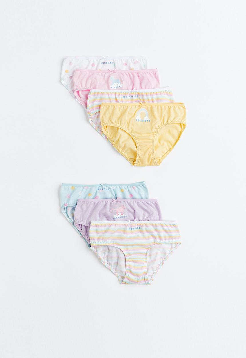 H&M - 7-pack cotton briefs - light yellow/weekdays 