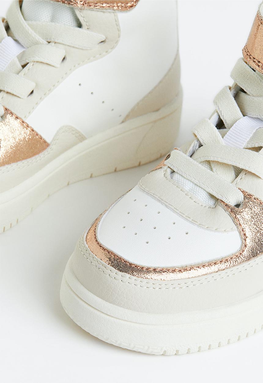 H&M - Hi-top trainers - light beige/white 
