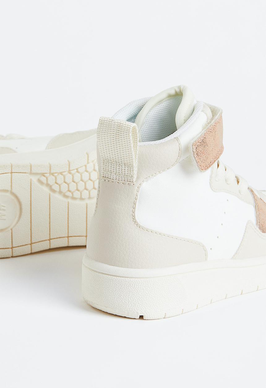 H&M - Hi-top trainers - light beige/white 