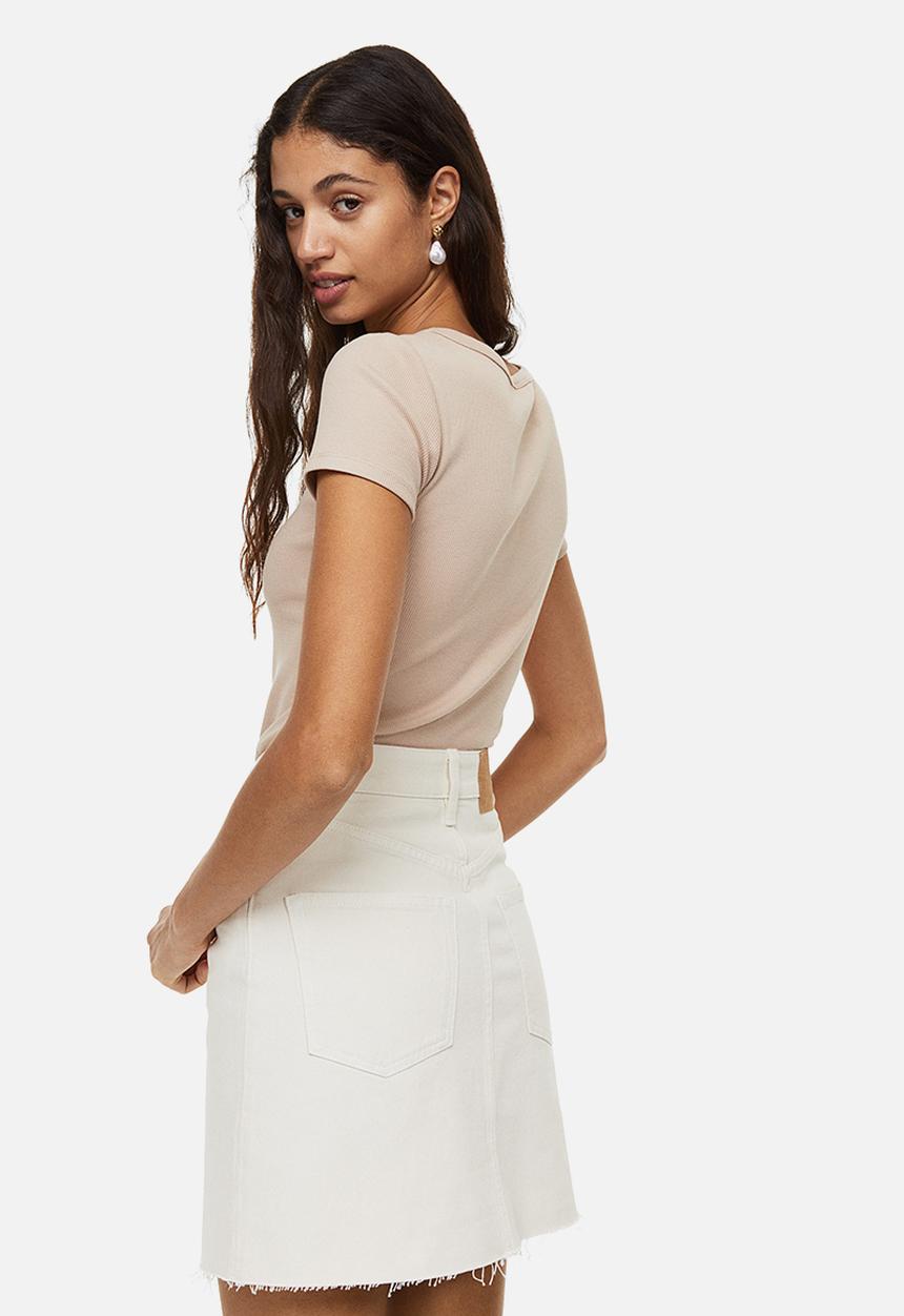 H&M - Ribbed top - light beige