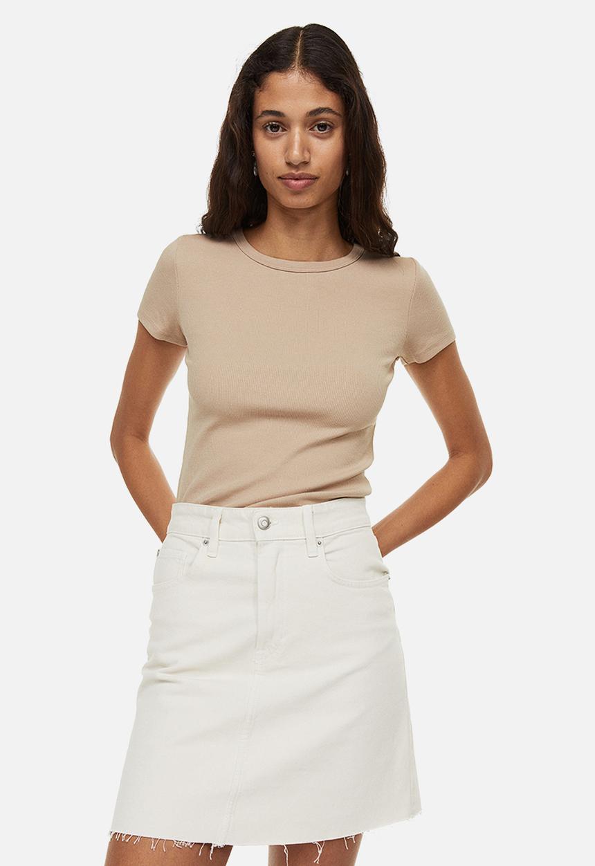 H&M - Ribbed top - light beige