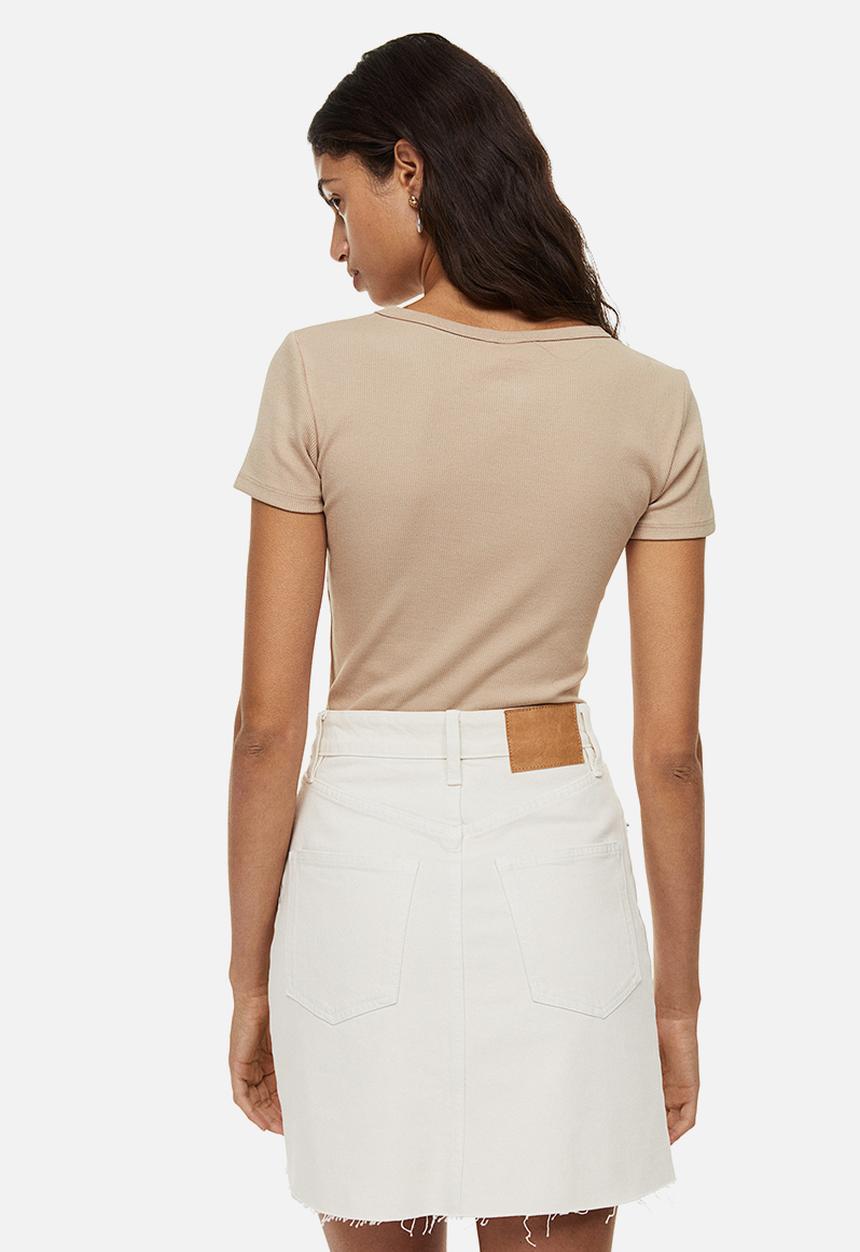 H&M - Ribbed top - light beige