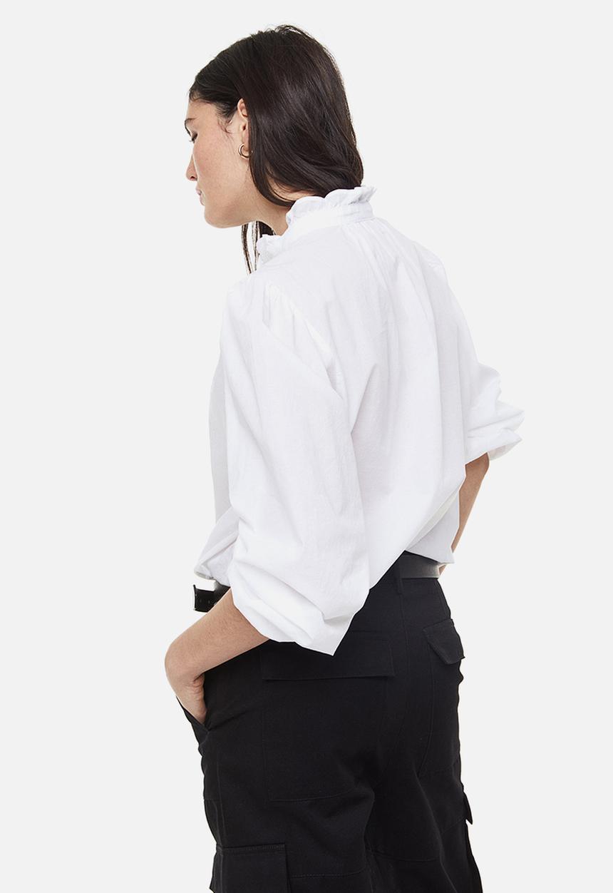 H&M - Frill-trimmed blouse - white
