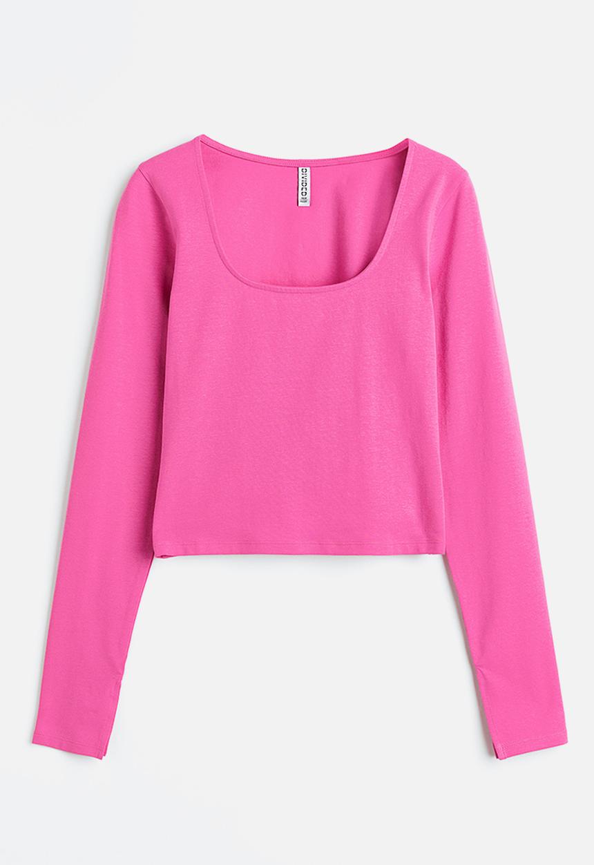 H&M - Long-sleeved cotton top - cerise