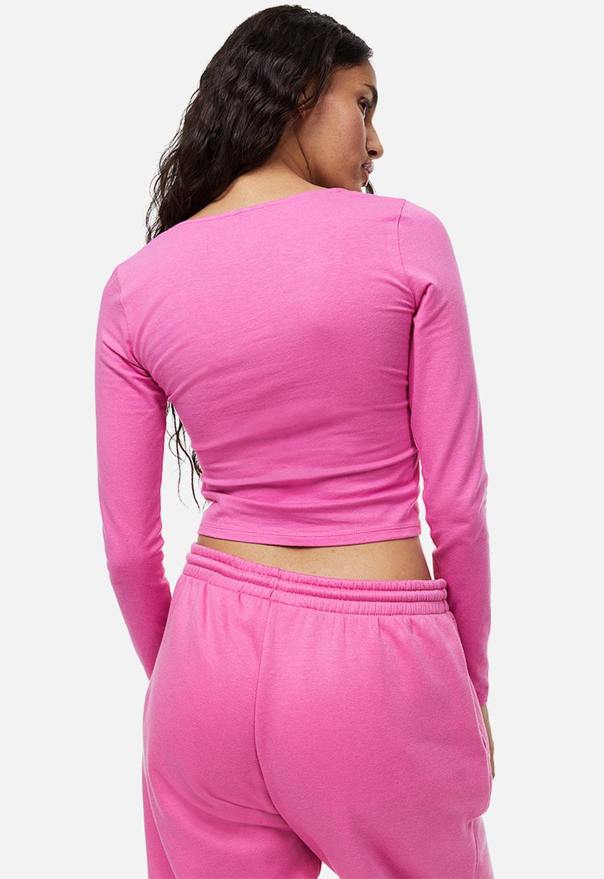 H&M - Long-sleeved cotton top - cerise