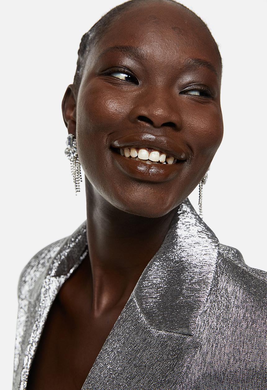 H&M - Oversized glittery blazer - silver-coloured 