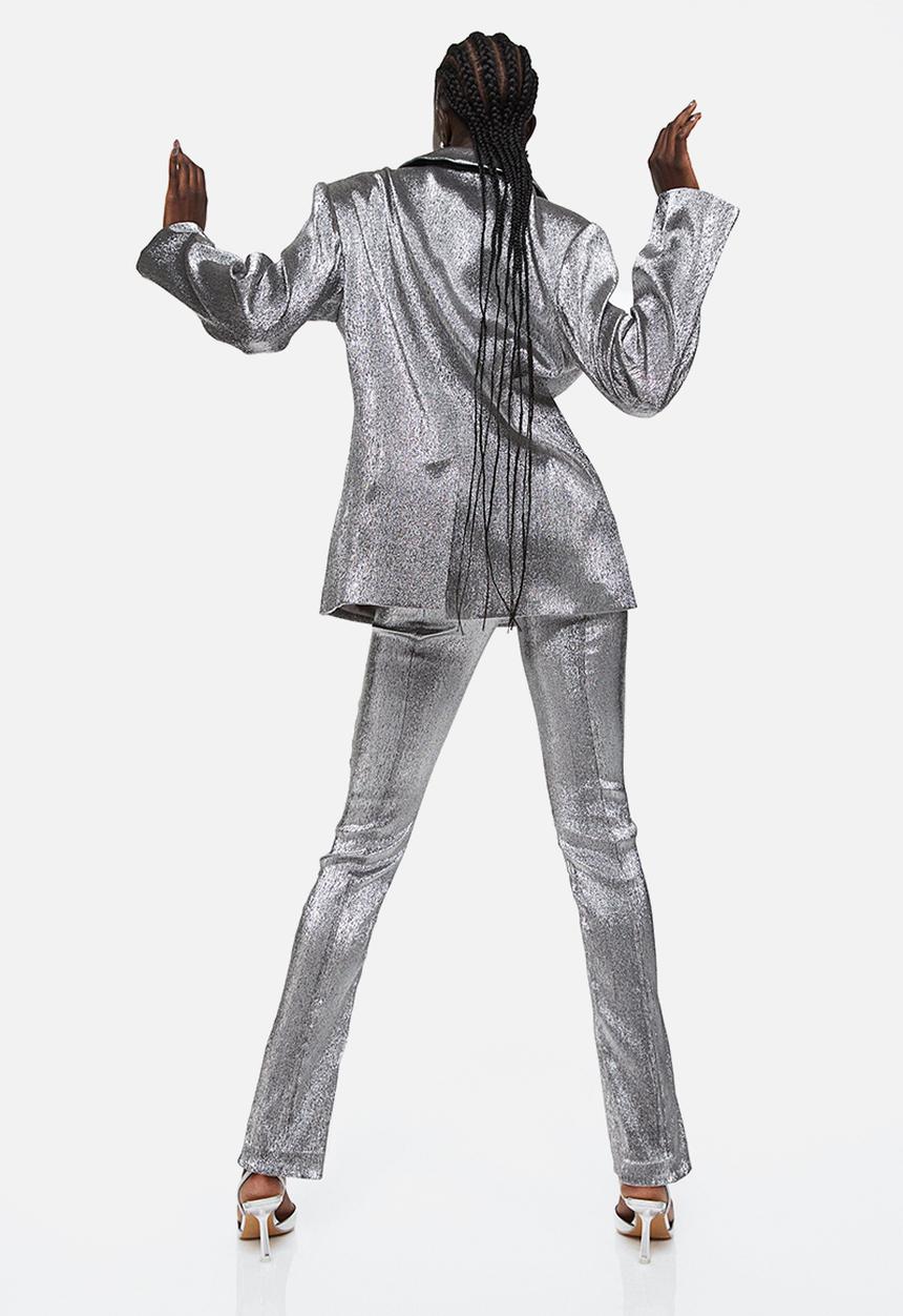 H&M - Oversized glittery blazer - silver-coloured 