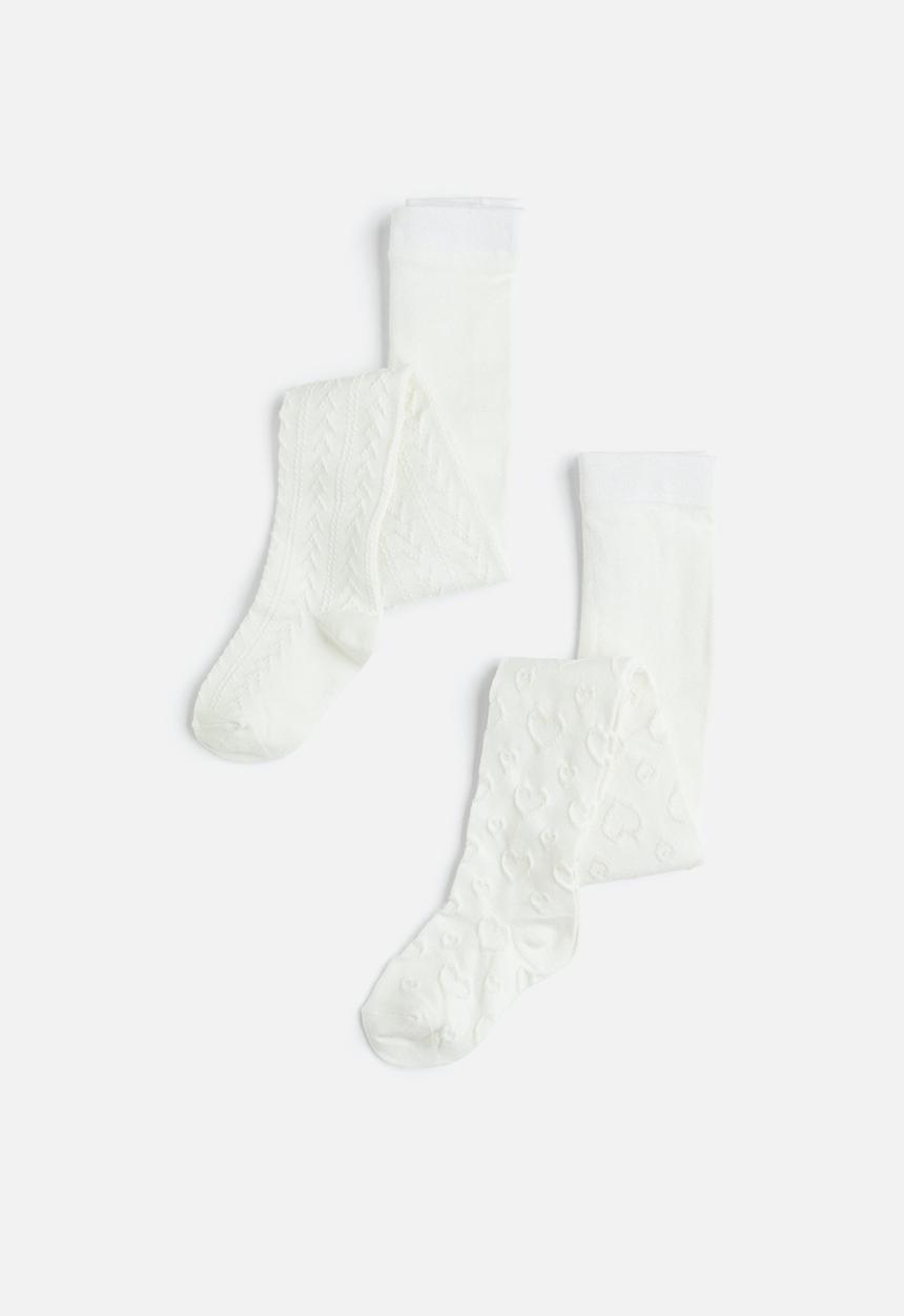 H&M - 2-Pack pointelle tights - white/hearts
