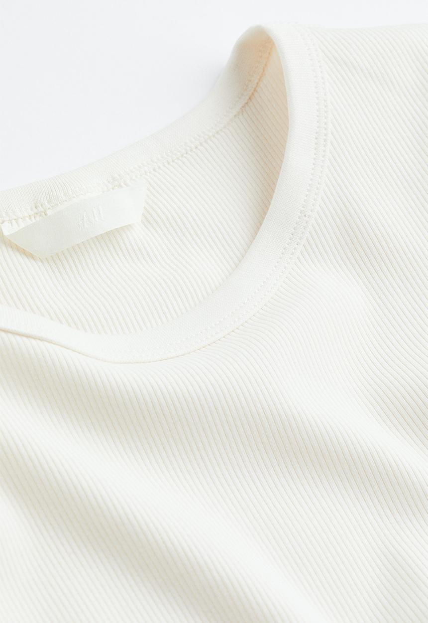 H&M - Fitted ribbed top - white