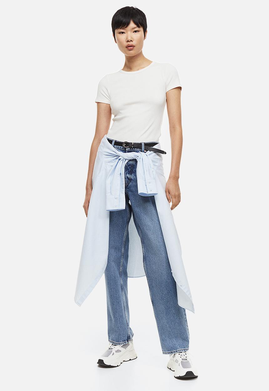 H&M - Fitted ribbed top - white