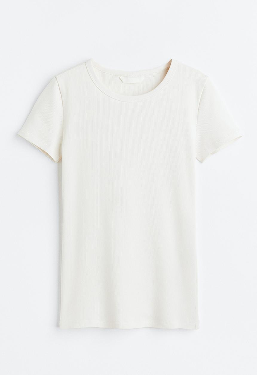 H&M - Fitted ribbed top - white