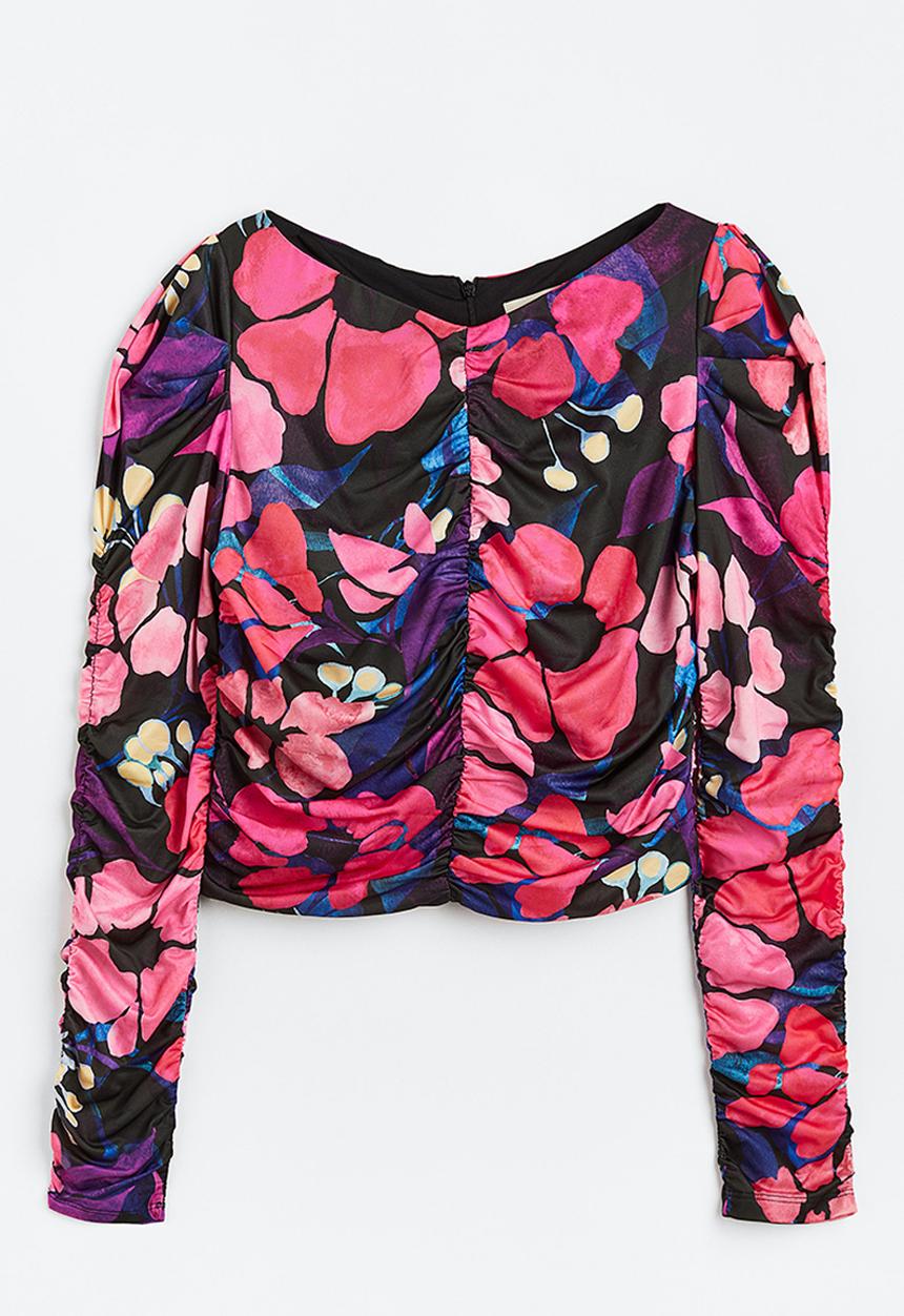 H&M - Gathered top - pink/floral