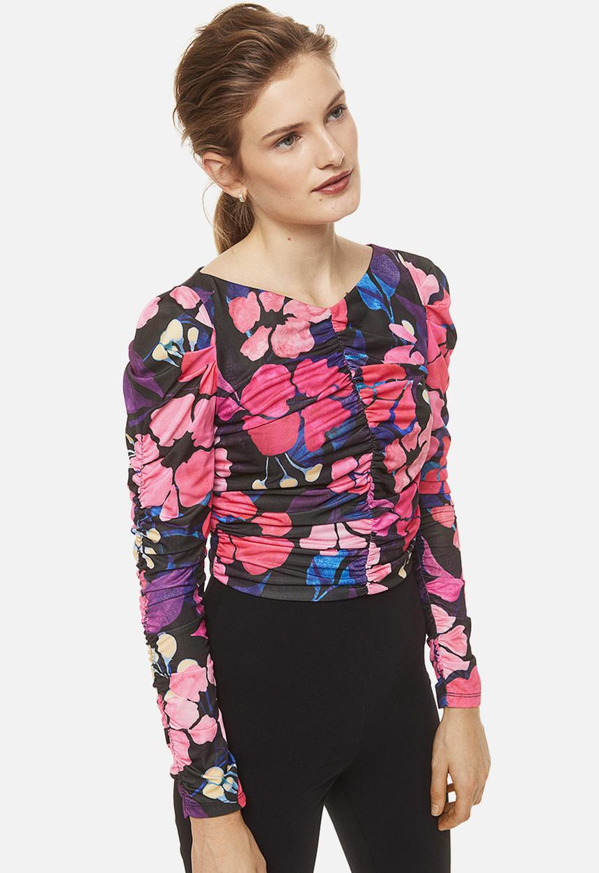 H&M - Gathered top - pink/floral