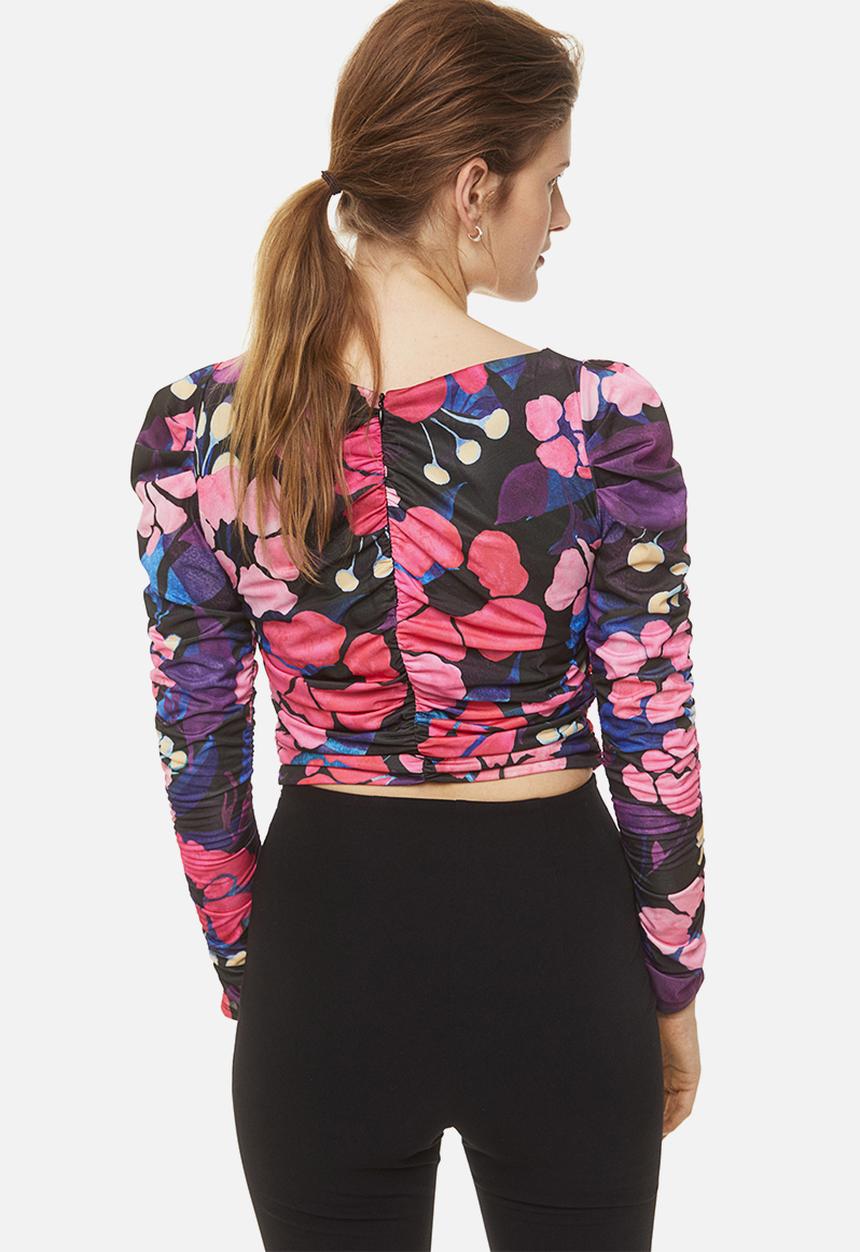 H&M - Gathered top - pink/floral