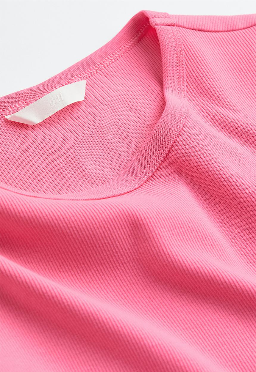 H&M - Fitted ribbed top - pink
