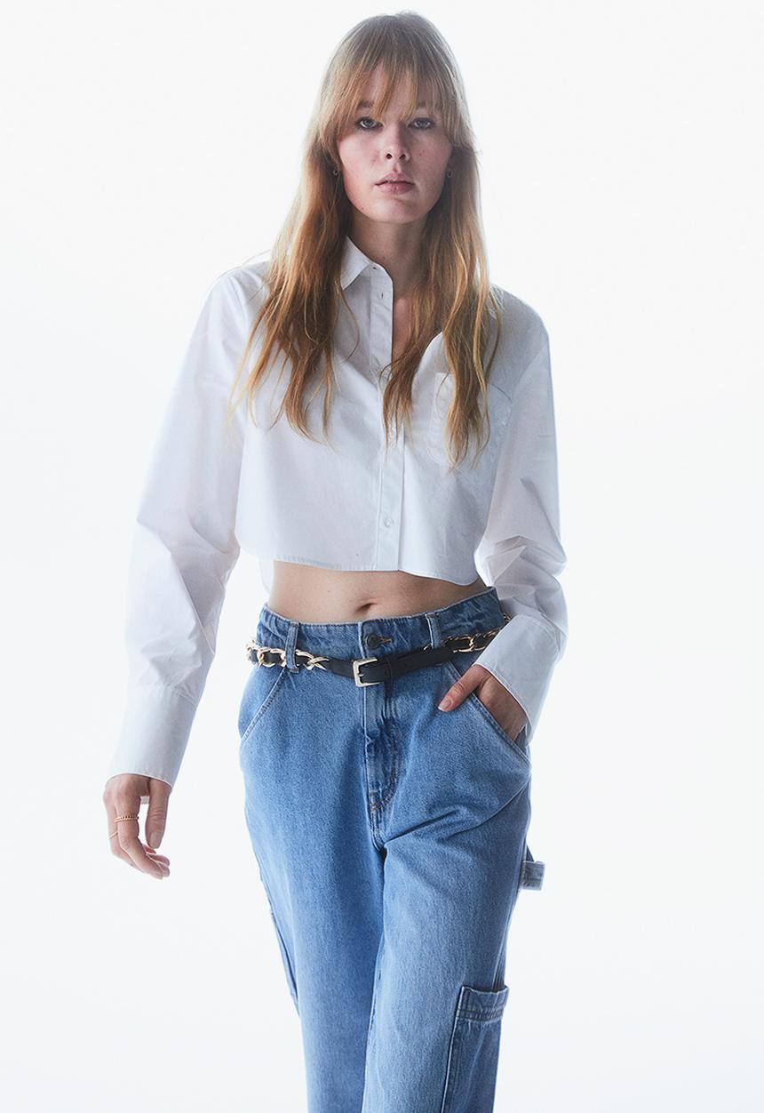 H&M - Cropped cotton shirt - white