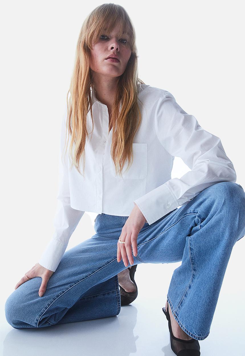 H&M - Cropped cotton shirt - white