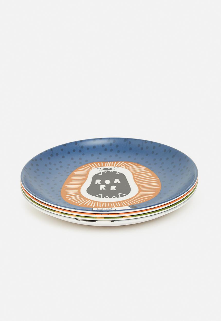 H&S - Safari plate set of 4 - multi