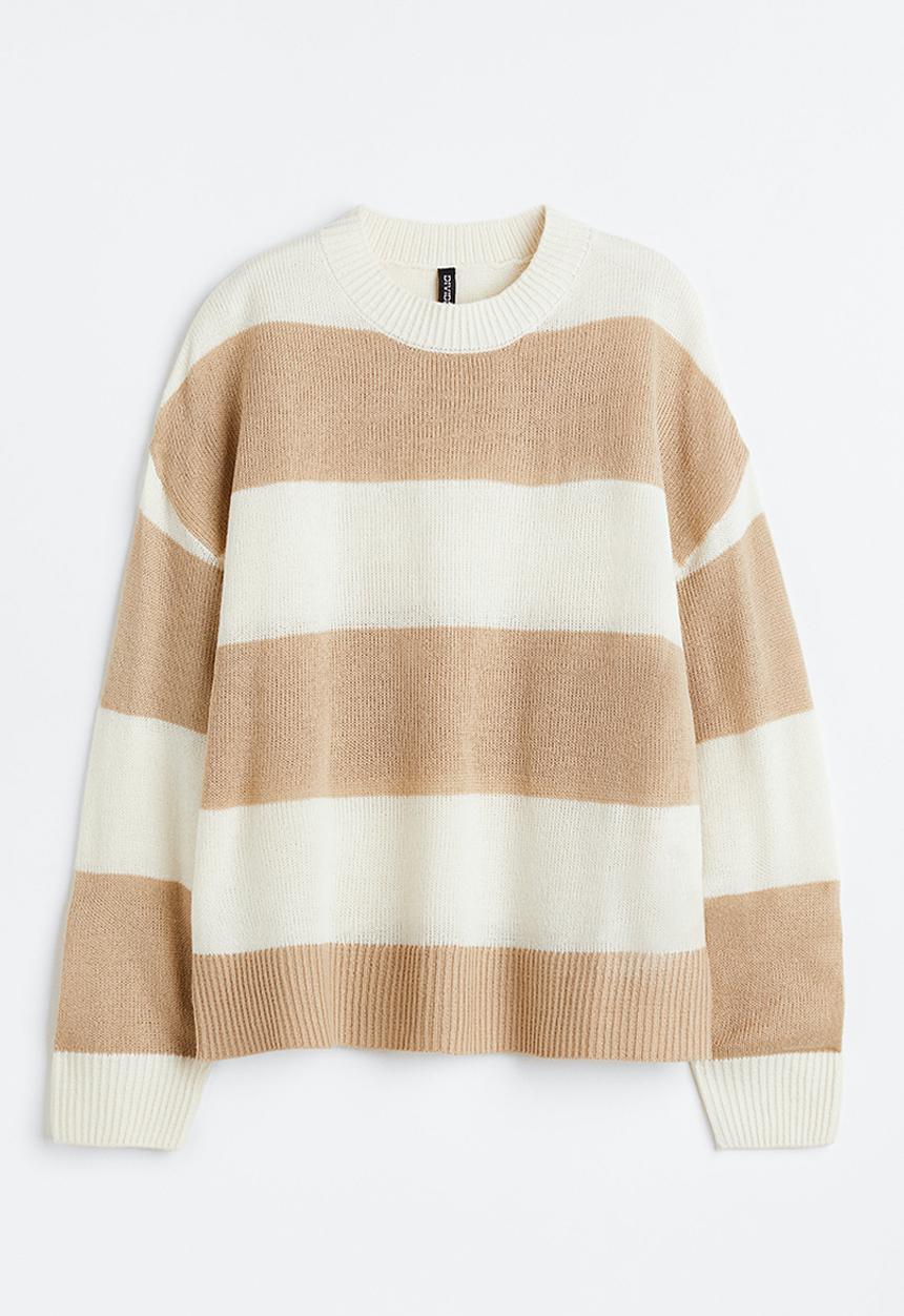 H&M - Jumper - cream/beige striped