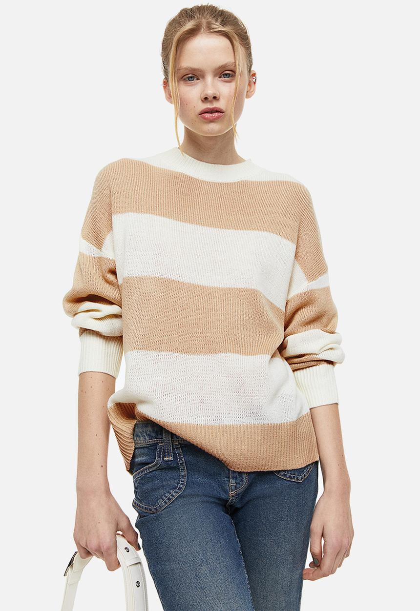 H&M - Jumper - cream/beige striped