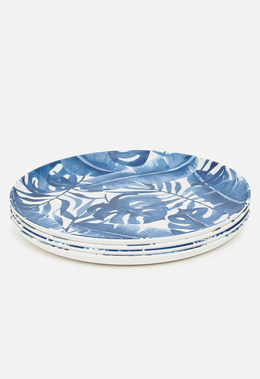 Excellent Houseware - Palms dinner plate set of 4 - blue