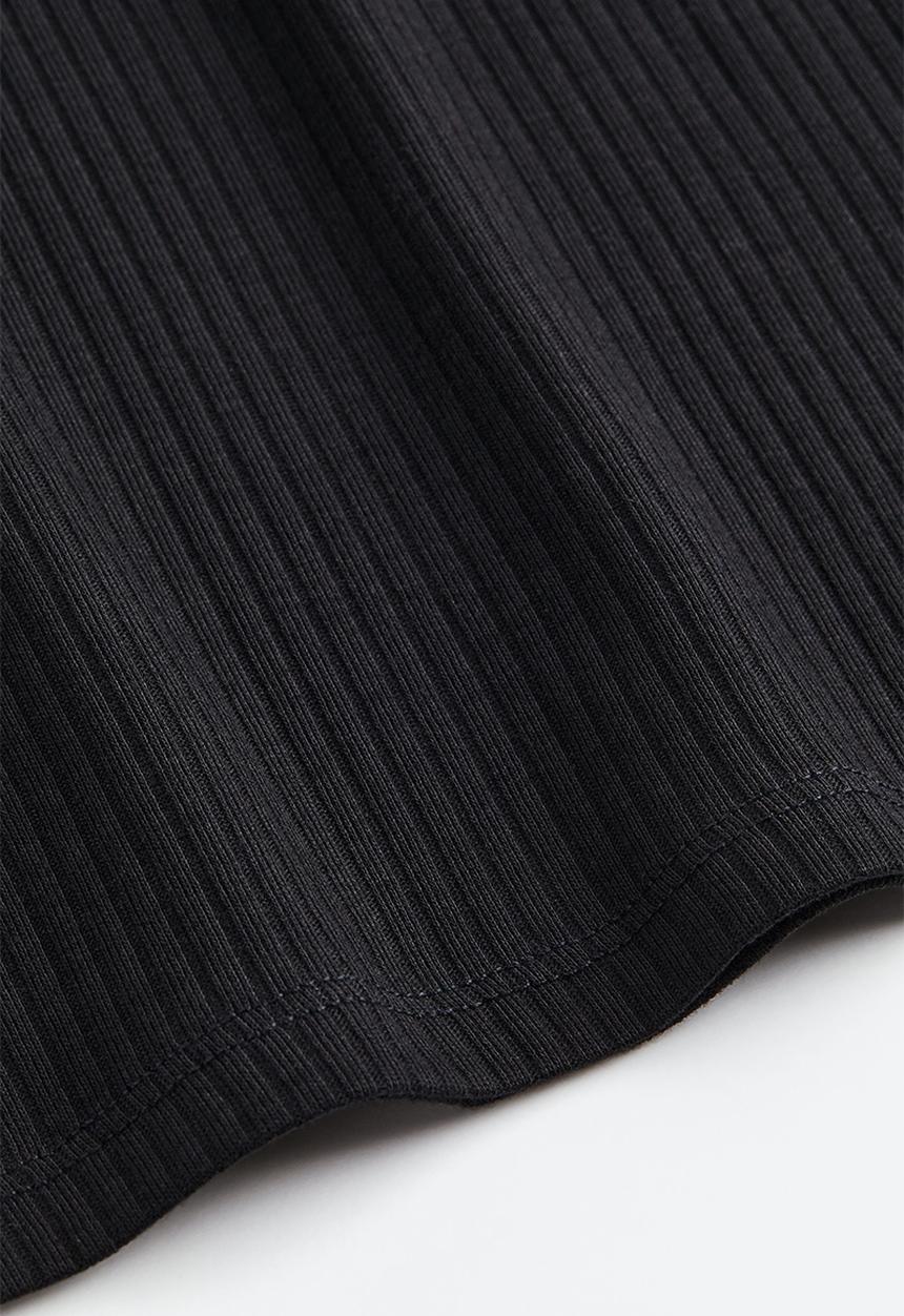 H&M - Ribbed cotton jersey top - black