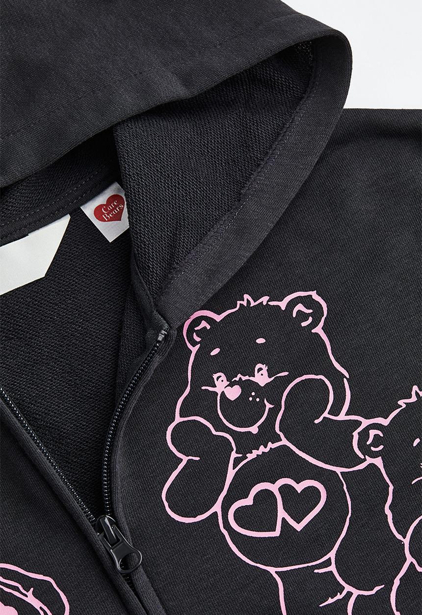 H&M - Oversized printed zip-through hoodie - dark grey/care bears