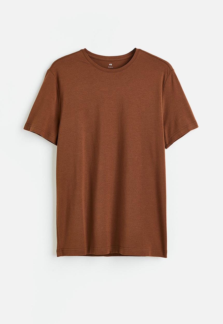 H&M - Slim fit round-necked t-shirt - brown